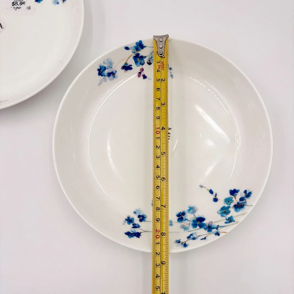 Mikasa Audrey Bone China‎ 8.5in Pasta Bowls Set of 2 Blue Floral White